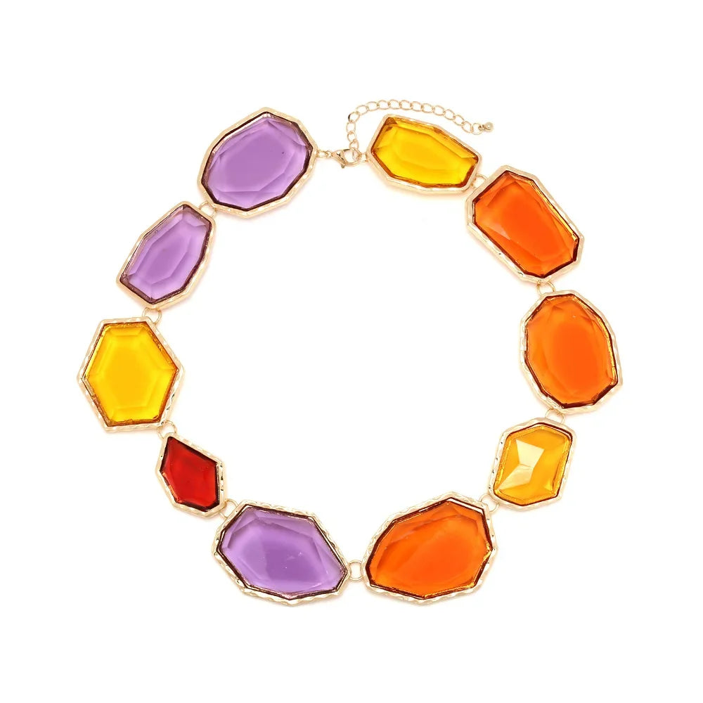 New Irregular Geometry Transparent Resin Necklace Women's Elegant and Cute Sweater Chain Banquet Jewelry Accessories