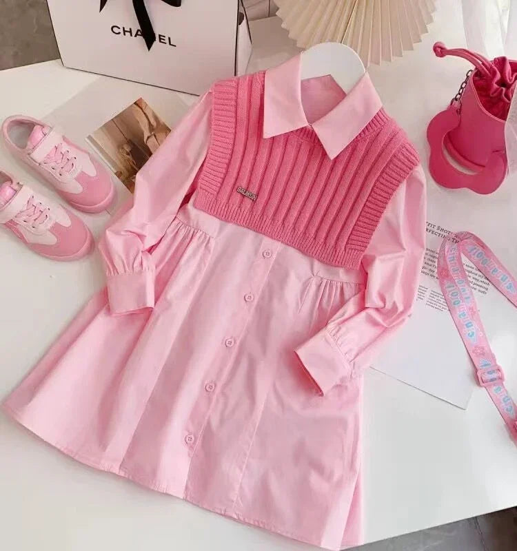 Dresses for Girls Girls Casual Dresses Clothes Rose Pink Dress Suit Big Girls Party Princess Girl Dress Children
