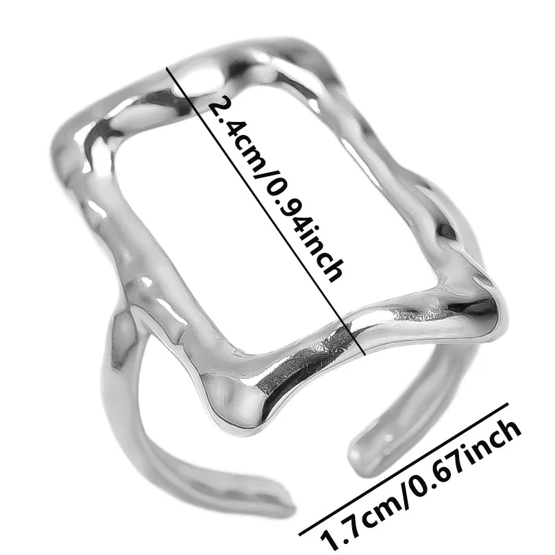 6Pcs/Lot Stainless Steel Exaggerated Irregular Hammered Chunky Open Rings Vintage Personality Hollow Layered Men Anillos Jewelry