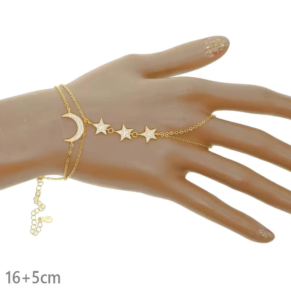 High Quality Long Tassel With Slippy Bar Bling Round Oval Triangle CZ Setting Women Unique Bracelet Wrap One's Finger Jewelry