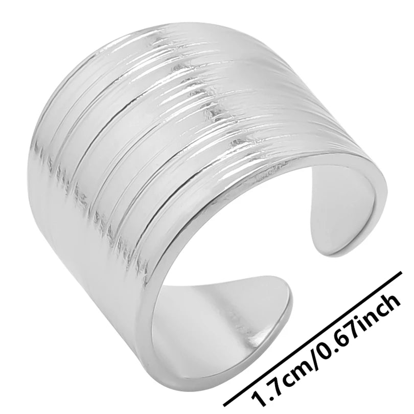 6Pcs/Lot Stainless Steel Exaggerated Irregular Hammered Chunky Open Rings Vintage Personality Hollow Layered Men Anillos Jewelry