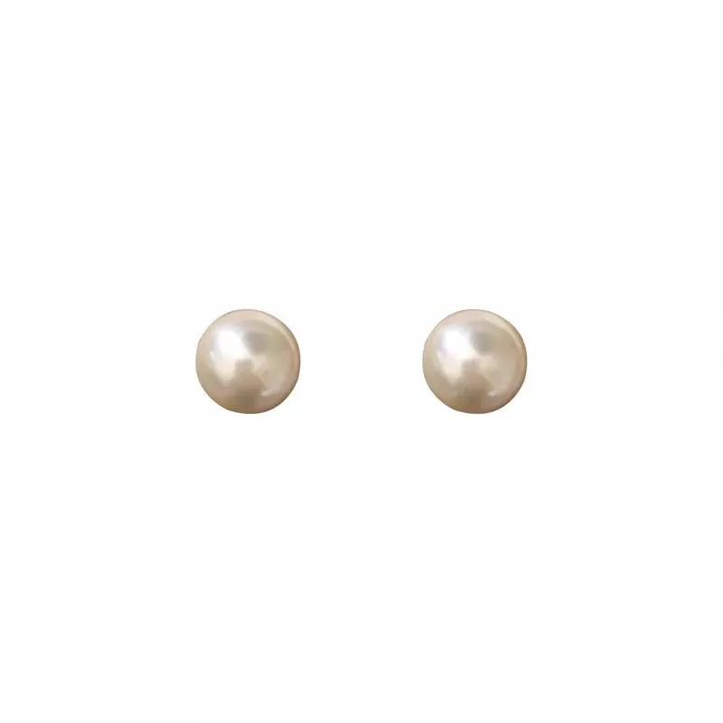 Korean Elegant White Glossy Pearl Stud Earrings For Women Exquisite Simple Imitation Pearl Round Earring Wedding Party Jewelry