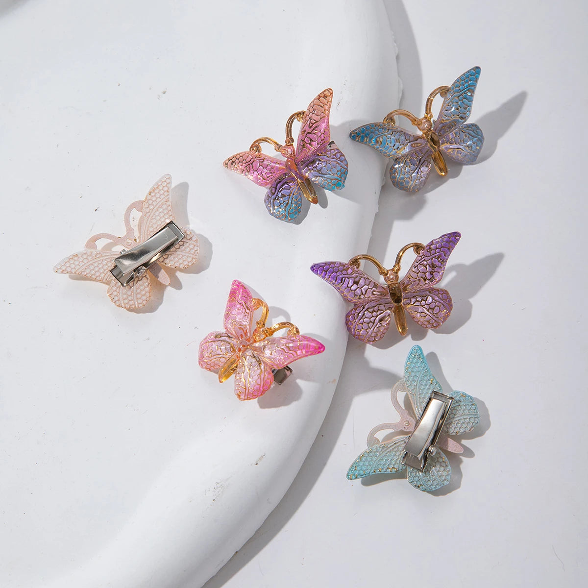 5PCS/20PCS Sweet Macarons Gradient Color Cute Butterfly Kids Hairpins Children Headwear Princess Barrette Girls Hair Accessories