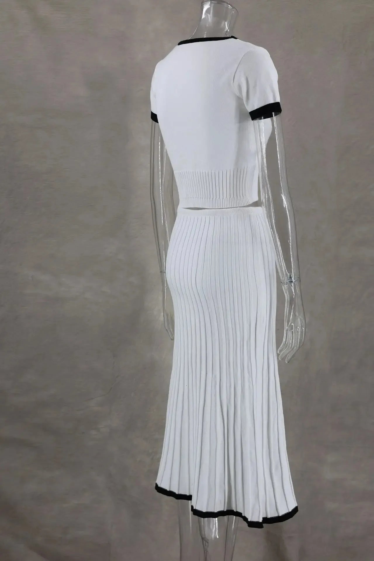 Summer Women White long Skirt Suit Short Sleeve V-neck crop top pleated set elegant dress 2 piece skirt set