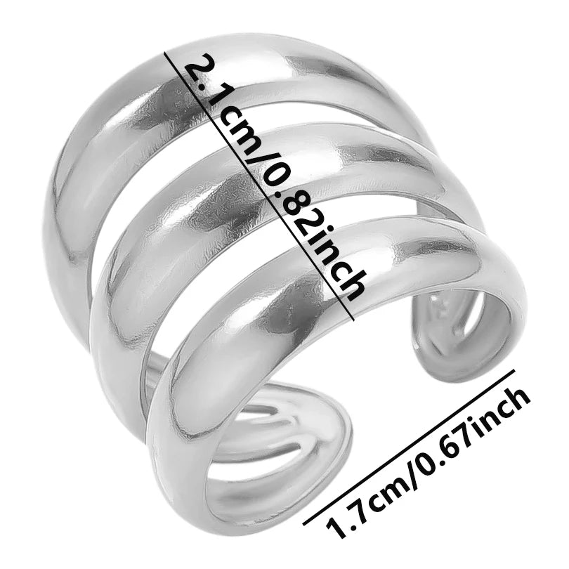 6Pcs/Lot Stainless Steel Exaggerated Irregular Hammered Chunky Open Rings Vintage Personality Hollow Layered Men Anillos Jewelry