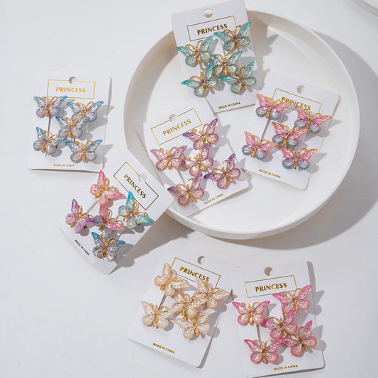 5PCS/20PCS Sweet Macarons Gradient Color Cute Butterfly Kids Hairpins Children Headwear Princess Barrette Girls Hair Accessories