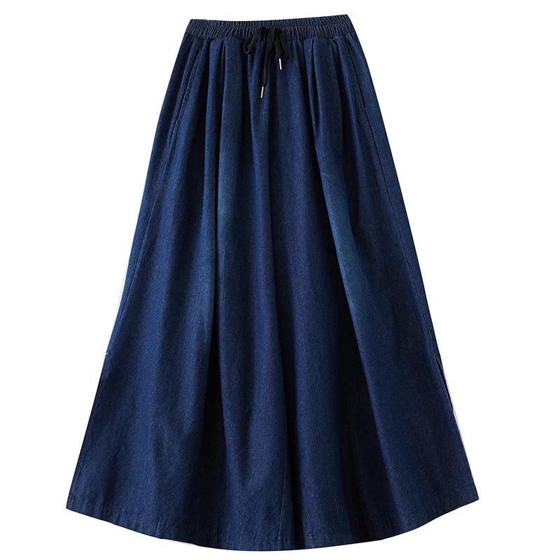 NYFS 2025 New Autumn Vintage Woman Jeans Loose Plus size Slit Trousers Elastic Waist Belt Denim Wide Leg Pants (Copy)