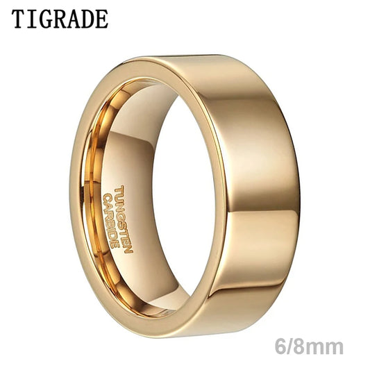 Tigrade 2/4/6/8mm Men Gold Color Ring Tungsten Carbide Male Female Wedding Bands Anillos Mujer Anels Luxury Rings