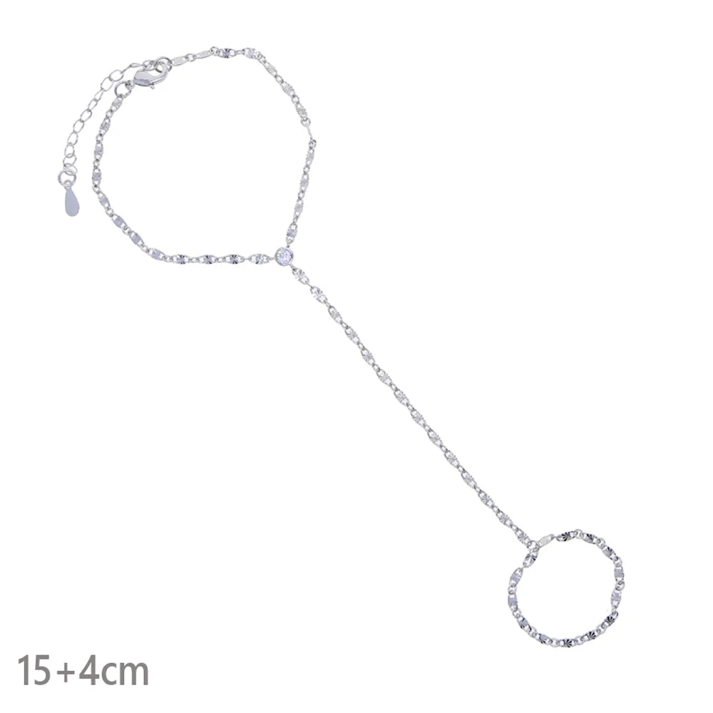 High Quality Long Tassel With Slippy Bar Bling Round Oval Triangle CZ Setting Women Unique Bracelet Wrap One's Finger Jewelry