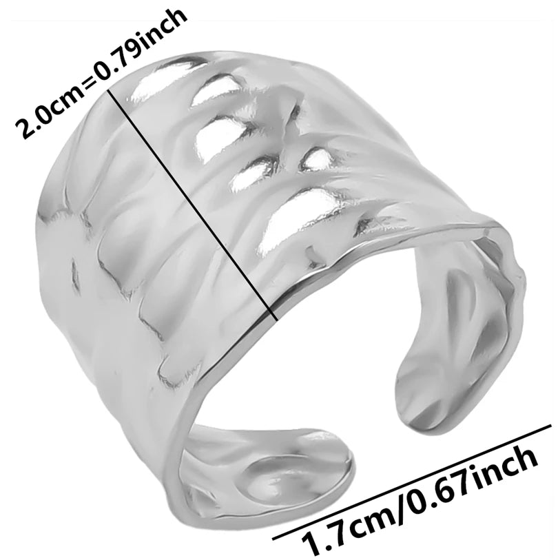 6Pcs/Lot Stainless Steel Exaggerated Irregular Hammered Chunky Open Rings Vintage Personality Hollow Layered Men Anillos Jewelry