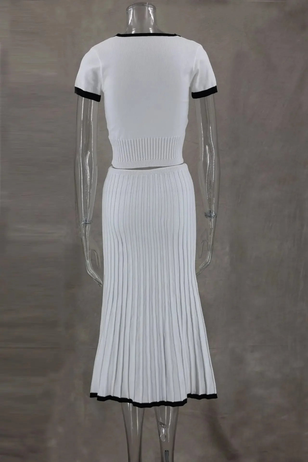 Summer Women White long Skirt Suit Short Sleeve V-neck crop top pleated set elegant dress 2 piece skirt set
