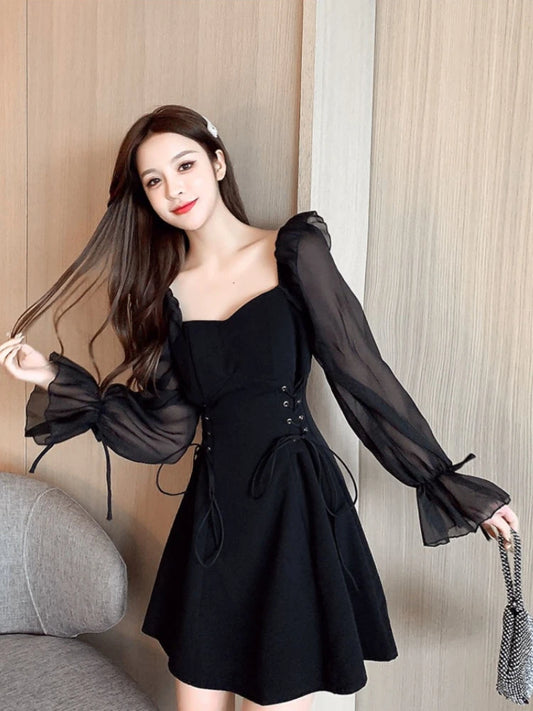Female Dresses  Coquette Women's DressSilk Satin Chiffon Sexy Black Holiday New Features Korean Style Clothing Cheap Casual X In
