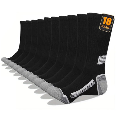 10 Pairs Men'S Athletic Socks - Heavy-Duty Cushioned Heel & Toe, Arch Support, Non-Slip Grip - Breathable Knit Construction - Athletic, Gym, Everyday Casual Socks - Bulk Pack (10 Pairs) - Ideal for Sports, Running, Work - All