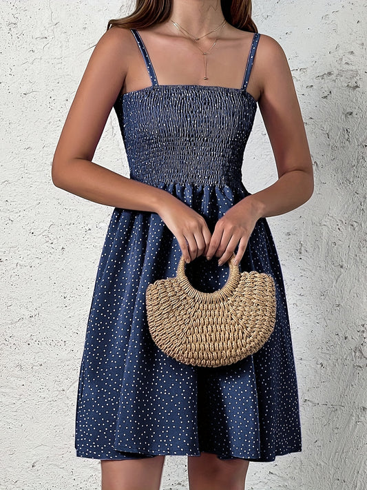 Polka Dot Cami Dress, Backless Casual Dress For Summer & Spring, Women's Clothing