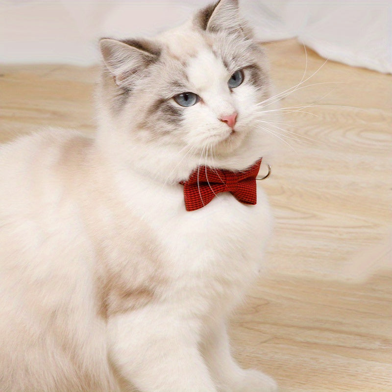 1pc Adjustable Plaid Cat Collar with Bow Tie - Perfect for Holiday Dress Up and Everyday Wear