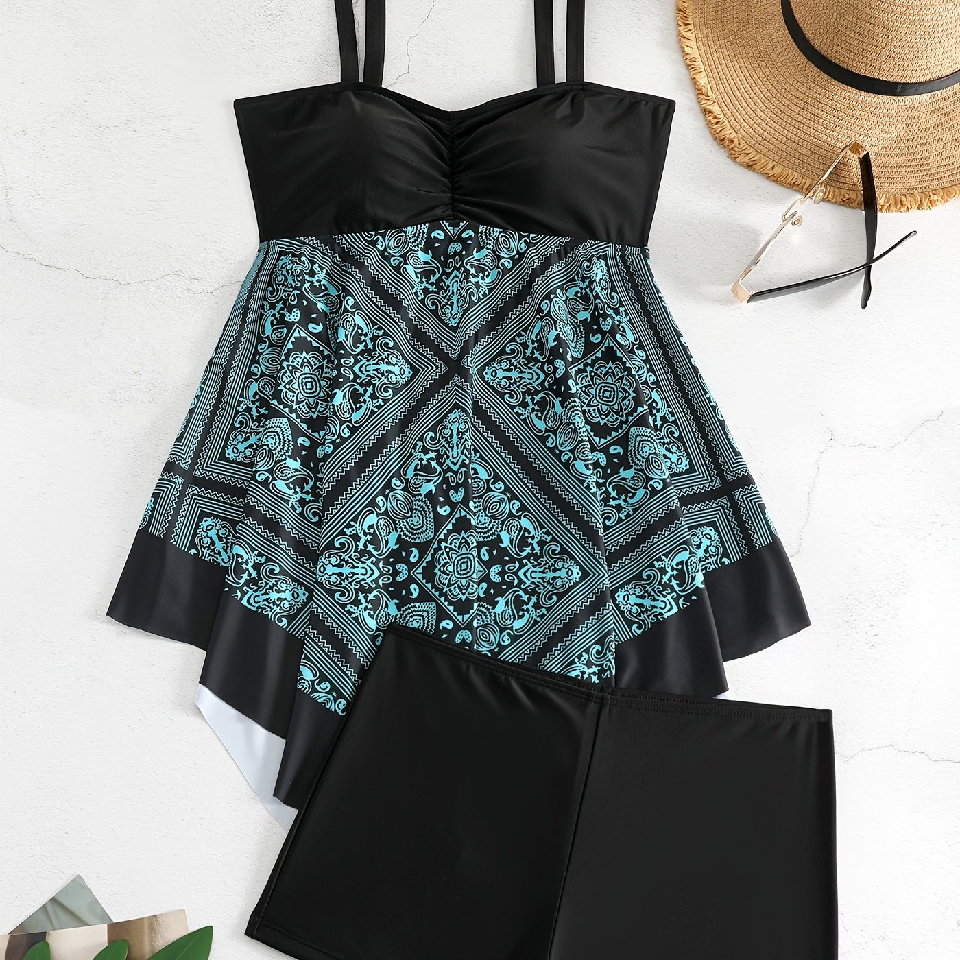 Plus Size Women's Printed One-Piece Swimsuit, Sexy Print Swimwear