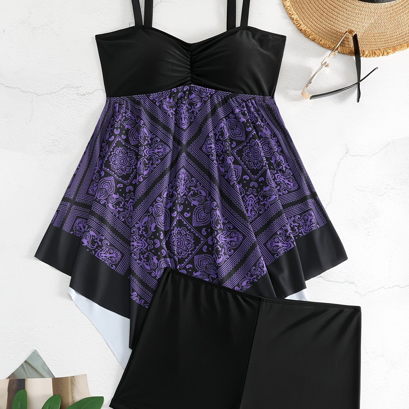 Plus Size Women's Printed One-Piece Swimsuit, Sexy Print Swimwear