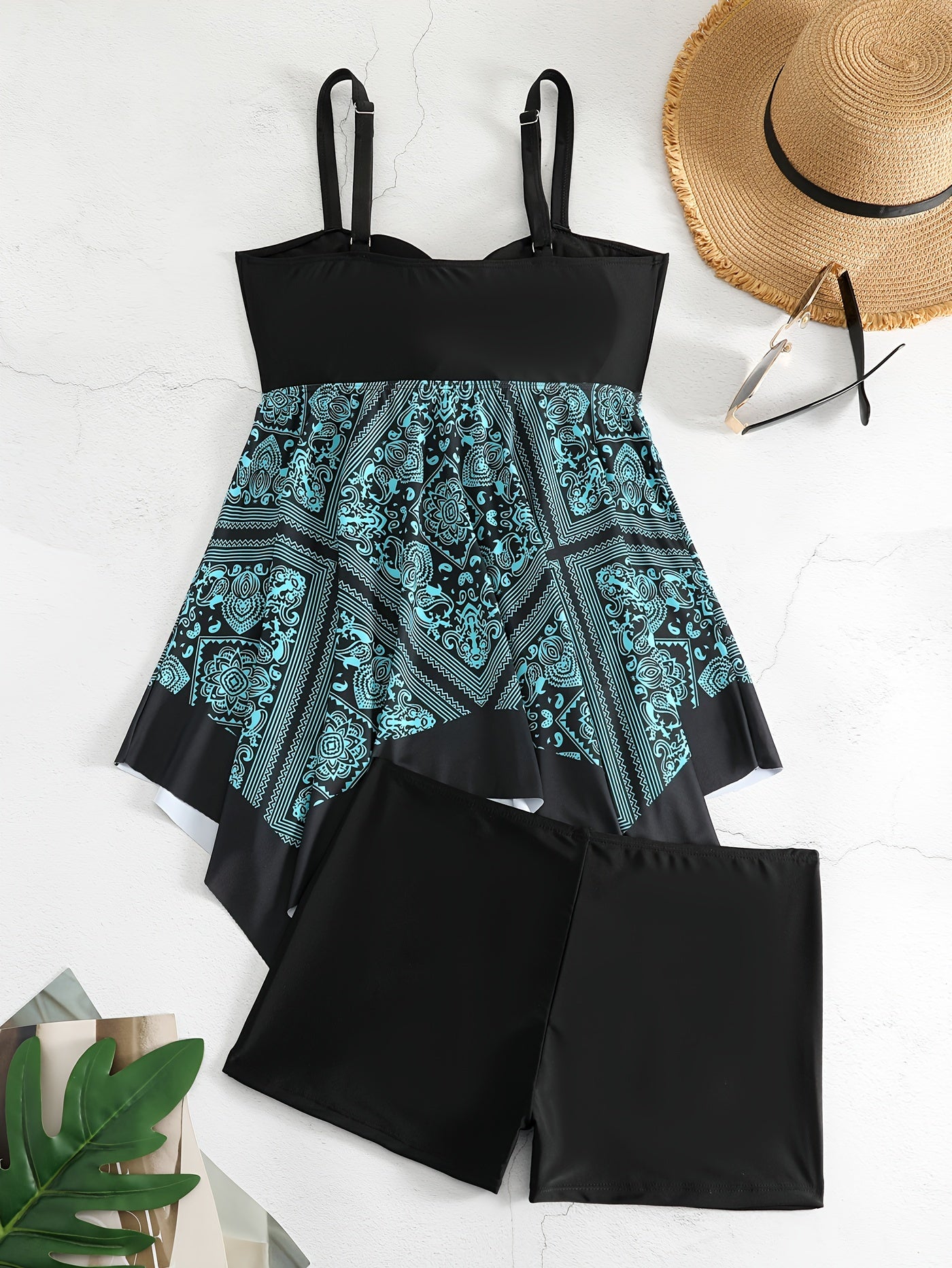 Plus Size Women's Printed One-Piece Swimsuit, Sexy Print Swimwear