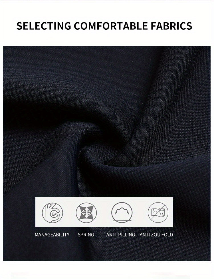 Classic Design Dress Pants, Men's Formal Solid Color Slightly Stretch Dress Pants For Spring Summer Business, Old Money Style