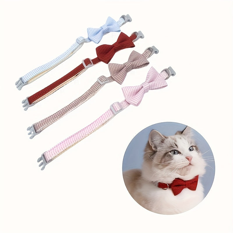 1pc Adjustable Plaid Cat Collar with Bow Tie - Perfect for Holiday Dress Up and Everyday Wear